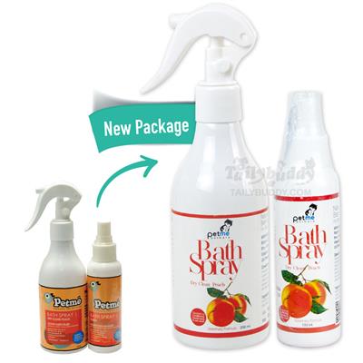 Petme Spray Peach สเปรย์อาบน้ำแห้งสำหรับสุนัขและแมวกลิ่นพีช (250ml. ,100ml.)