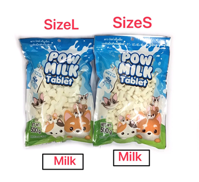 POW MILK พาวมิลค์ นมแพะอัดเม็ดสำหรับสุนัข แมว กระต่าย หนู เสริมแคลเซียม รสนม (เม็ดเล็ก) (500g)
