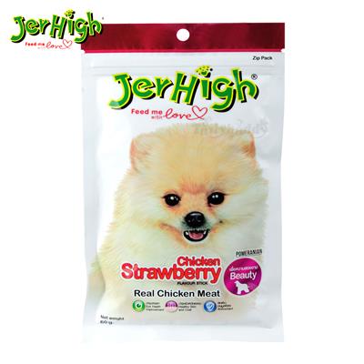 Jerhigh Chicken Strawberry Stick เจอร์ไฮ สติ๊ก (สตรอเบอร์รี่) ขนมสำหรับสุนัข เพื่อความสวยงาม (60g)