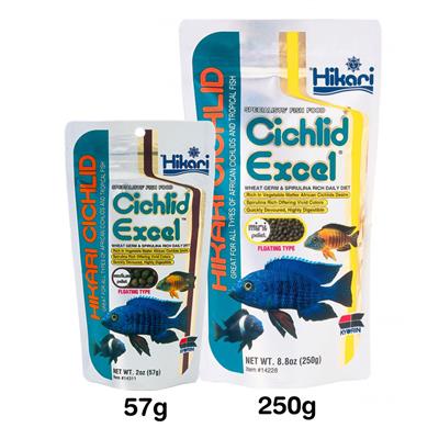 Hikari Cichlid Excel, Greate For All African Cichlids and Tropical Fish, Floating Type, mini pellet (57g, 250g)