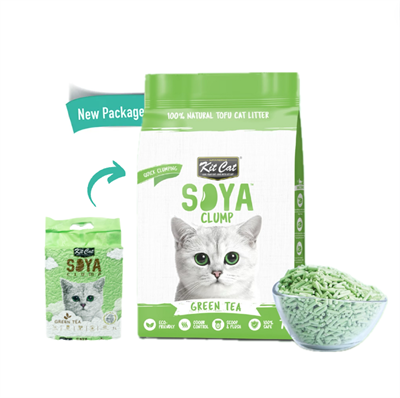 Kit Cat Soya Clump ทรายแมวเต้าหู้ กลิ่น ชาเขียว ธรรมชาติ 100% เก็บกลิ่นไว ไร้ฝุ่น ทิ้งชักโครกได้ (7L.)