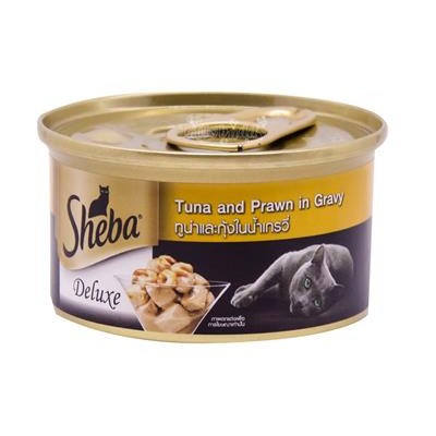 Sheba Deluxe Tuna Filets and Whole Prawns in Gravy (85g)