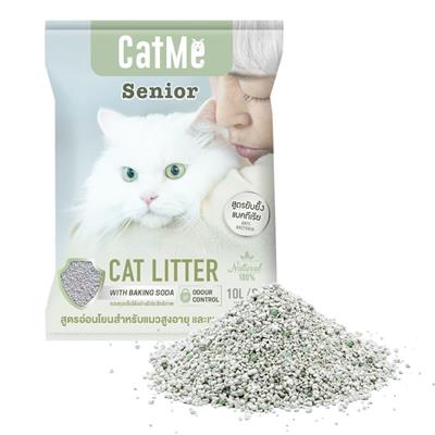 CatMe Cat Litter ทรายแมวสูตร Senior อ่อนโยนสำหรับแมวแก่/แมวผิวแพ้ง่ายโดยเฉพาะ ลดฝุ่น ยับยั้งแบคทีเรีย (10L/8kg)