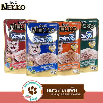 Nekko Senior7+ cat food - Tuna topping Chicken in jelly (70gx4)