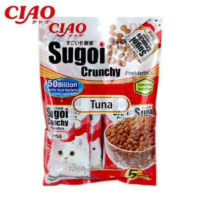 CIAO Sugoi เชาว์ สุโก้ย ครันชี่ (รสปลาทูน่า) พลัส พรีไบโอติกส์ อาหารแมวเสริมจุลินทรีย์ช่วยย่อย  (110g. ,1.14kg.)