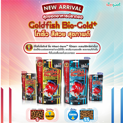 Goldfish Bio-Golg+ อาหารปลาทอง สูตรเสริมมีโปรไบโอติกส์ โตเร็ว สีสวย สุขภาพดี มีให้เลือกทั้งเม็ดจม และเม็ดลอยน้ำ