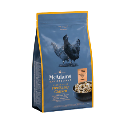 McAdams Raw Preserve Freeze Dried Free Range Chicken แมคอดัมส์ อาหารสุนัขฟรีซดราย สูตรไ่ก่ (400g)