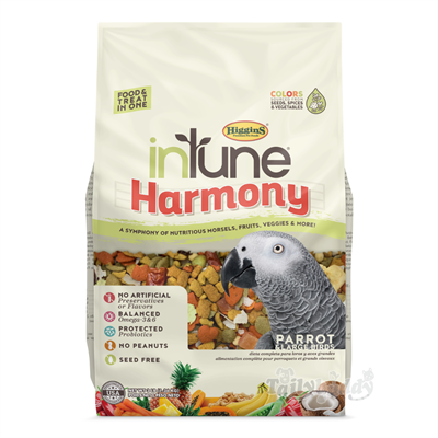 inTune Harmony Parrot (3lb) อาหารเม็ดสี ผสม ผลไม้และถั่ว จากอเมริกา สำหรับนกแก้วขนาดใหญ่ (1.36kg)