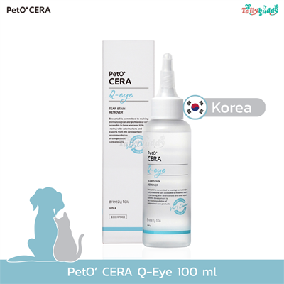 PetO  CERA Q-Eye น้ำยาทำความสะอาดรอบดวงตา สุนัขและแมวสูตรอ่อนโยน 100 ml
