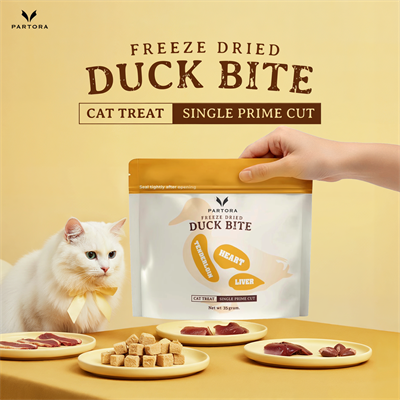 PARTORA Freeze Dried DUCK BITE ฟรีซดรายดั๊กไบท์ ขนมฟรีซดรายสำหรับแมวอายุตั้งแต่ 3 เดือนข้ึนไป (35g)