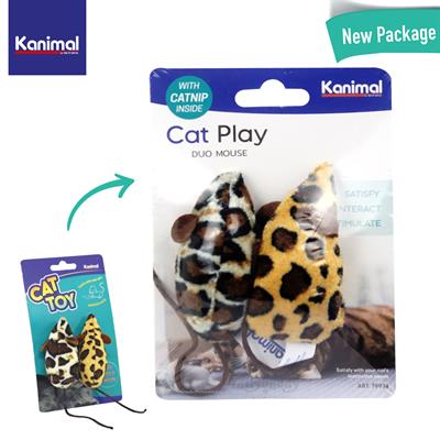 Kanimal หนูปลอม ตุ๊กตาผ้า ของเล่นสำหรับแมว มี 2 ตัว/แพ็ค