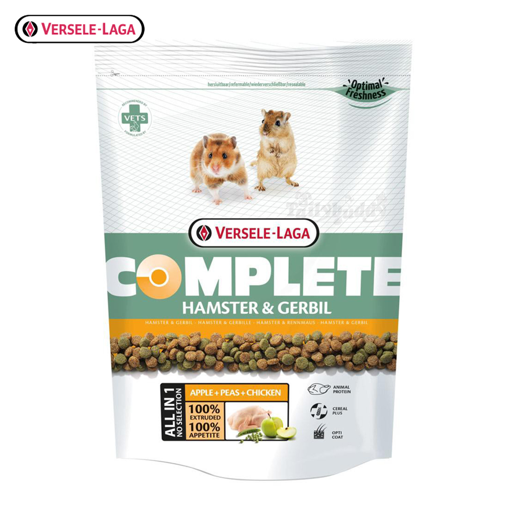 (EXP:14/08/2023) Complete Hamster & Gerbil อาหารหนูแฮมเตอร์ สูตร แอปเปิล ลูกแพร และไก่ (500g.) , Versele Laga