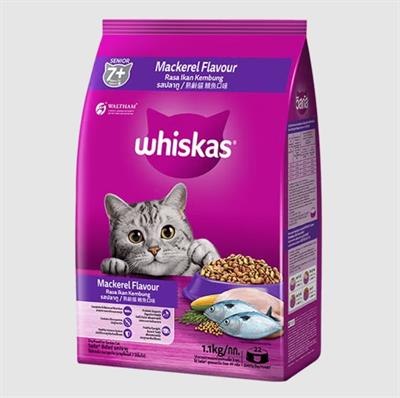 Whiskas Mackerel อาหารสำหรับแมวแก่ อายุเกิน 7 ปีขึ้นไป รสปลาทู (1.1kg)
