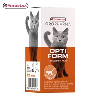 OROPHARMA Optiform Cat (Levu Cat) อาหารเสริมแมว ปรับช่องท้อง ช่วยย่อย เจริญอาหาร ขนแน่น (100 เม็ด) , Versele Laga