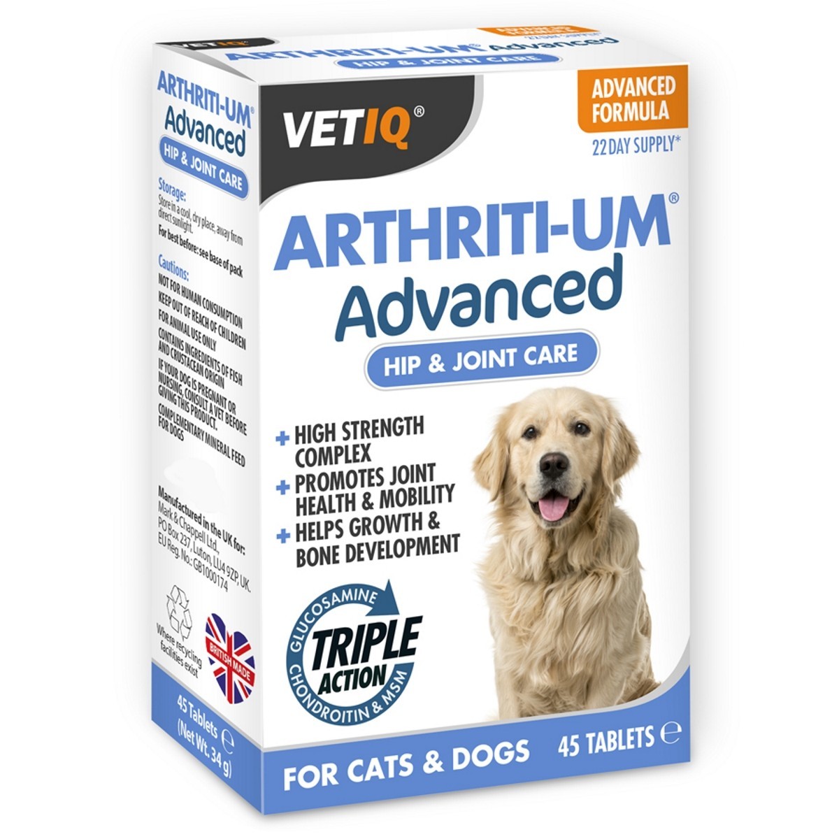 สูตรปรับปรุงใหม่! VETIQ Arthriti-UM Advanced อาร์ไทรติ-อัม อาหารเสริมสุนัขที่มีปัญหาข้อต่อ บำรุงข้อและกระดูก (45 เม็ด)