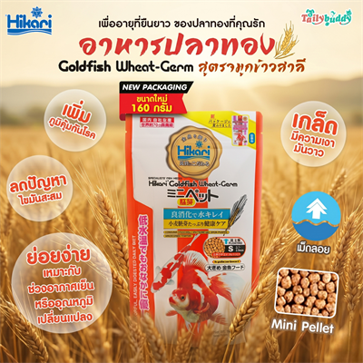 Hikari Wheat Germ อาหารปลาทอง และ ลูกปลาคาร์ฟ สูตรผสมจมูกข้าวสาลี ช่วยให้สีขาวบนตัวปลาเงามันวาว (160g)