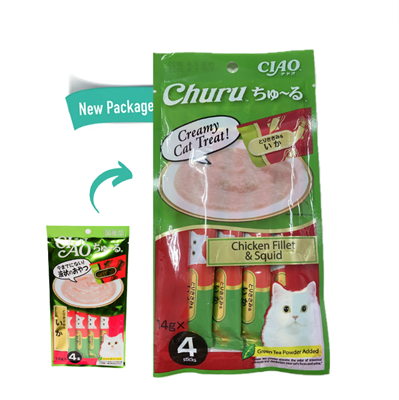 CIAO Chu ru Cat Food Lick Chicken Fillet & Squid (4 pieces per pack) (SC-79)