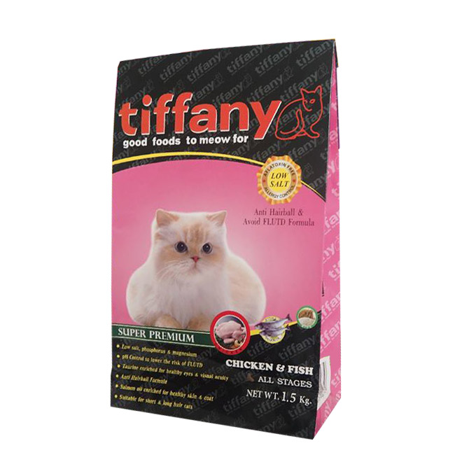 Tiffany อาหารแมวสูตรเนื้อไก่ ปลา และข้าว อาหารแมวทุกช่วงวัย (1.5kg,10kg.)