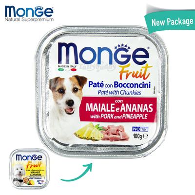 Monge Fruit มอนเจ้ อาหารเปียกสุนัข รสหมูและสับปะรด (100 กรัม)