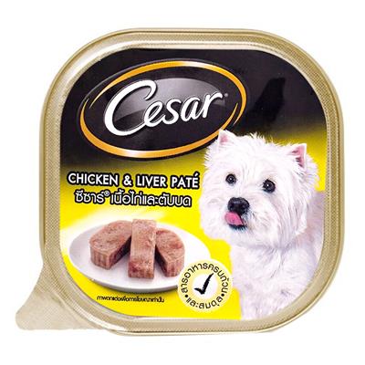 Cesar อาหารเปียกสุนัขโตเต็มวัย รสเนื้อไก่และตับบด (100g)