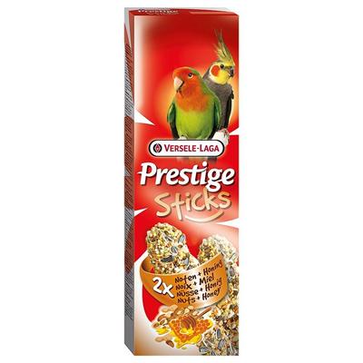 Prestige Stick เพรสทีจสติ๊ก ขนมสำหรับนกพารากีต รสน้ำผึ้ง(140g.) Big Parakeets Nuts & Honey, Versele Laga