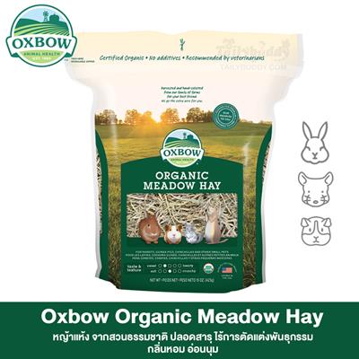 OXBOW หญ้าแห้ง Organic Meadow Hay จากสวนธรรมชาติ ปลอดสาร ไร้การตัดแต่งพันธุกรรม กลิ่นหอม อ่อนนุ่ม (15 Oz.)