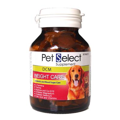 Pet Select DCM สูตรควบคุมน้ำหนัก ลดคอเลสเตอรอล บำรุงหัวใจและเผาผลาญพลังงานสำหรับสุนัขและแมว (30 เม็ด)