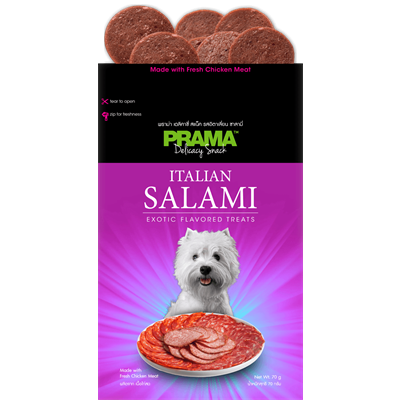 PRAMA พราม่า สแน็ค Italian Salami ขนมสุนัข รสอิตาเลี่ยน ซาลามี่ (70g.)