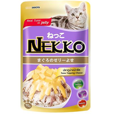 NEKKO Cat Tuna Topping Cheese อาหารเปียกแมวเน็กโกะ สูตรปลาทูน่าหน้าชีสในเยลลี่ (70g.)