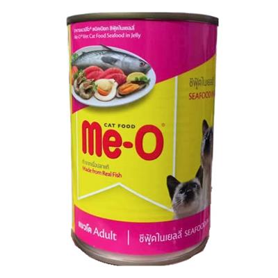 MeO มีโอ อาหารแมวชนิดเปียก สูตรซีฟู้ดในเยลลี่ สำหรับแมวทุกสายพันธุ์  400 g