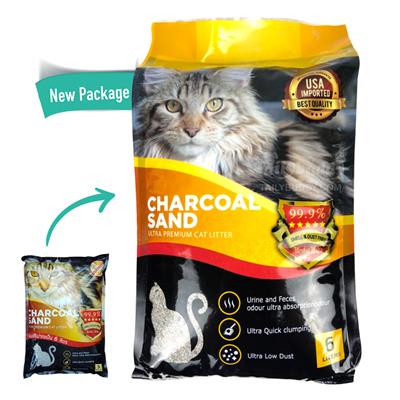 ชาร์โคลแซนด์ ทรายแมวภูเขาไฟเกรดพรีเมี่ยม Charcoal Sand Ultra Premium ไร้ฝุ่น 99.99% (6 ลิตร , 12ลิตร)
