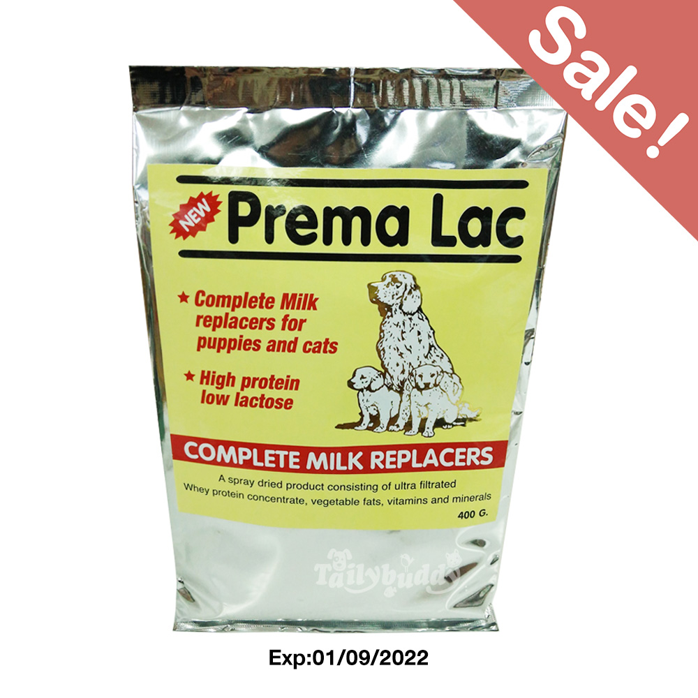 (Exp:01/09/2022) Prema Lac นมผงทดแทนสำหรับลูกสุนัข/แมว หรือแม่สุนัข/แม่แมวในระยะให้นมลูก (400g.)**