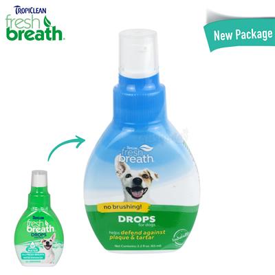 Tropiclean fresh breath DROPS ผลิตภัณฑ์ผสมน้ำดื่มลดกลิ่นปากสุนัข เพื่อลมหายใจหอมสดชื่น (2.2Oz./65ml)