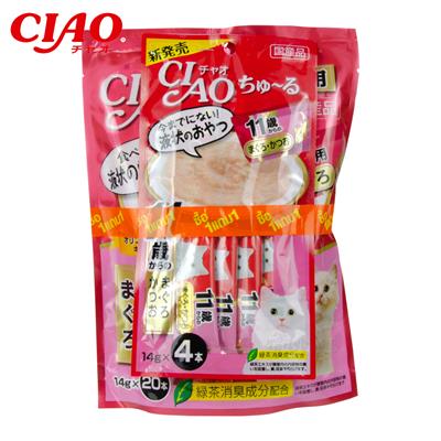CIAO ชูหรุ ขนมแมวเลีย ปลาทูน่าสำหรับลูกแมว 1 แพ็ค (20 ซอง) แถมฟรี CIAO(คละรส) 1 แพ็ค/4 ซอง (SC-121)