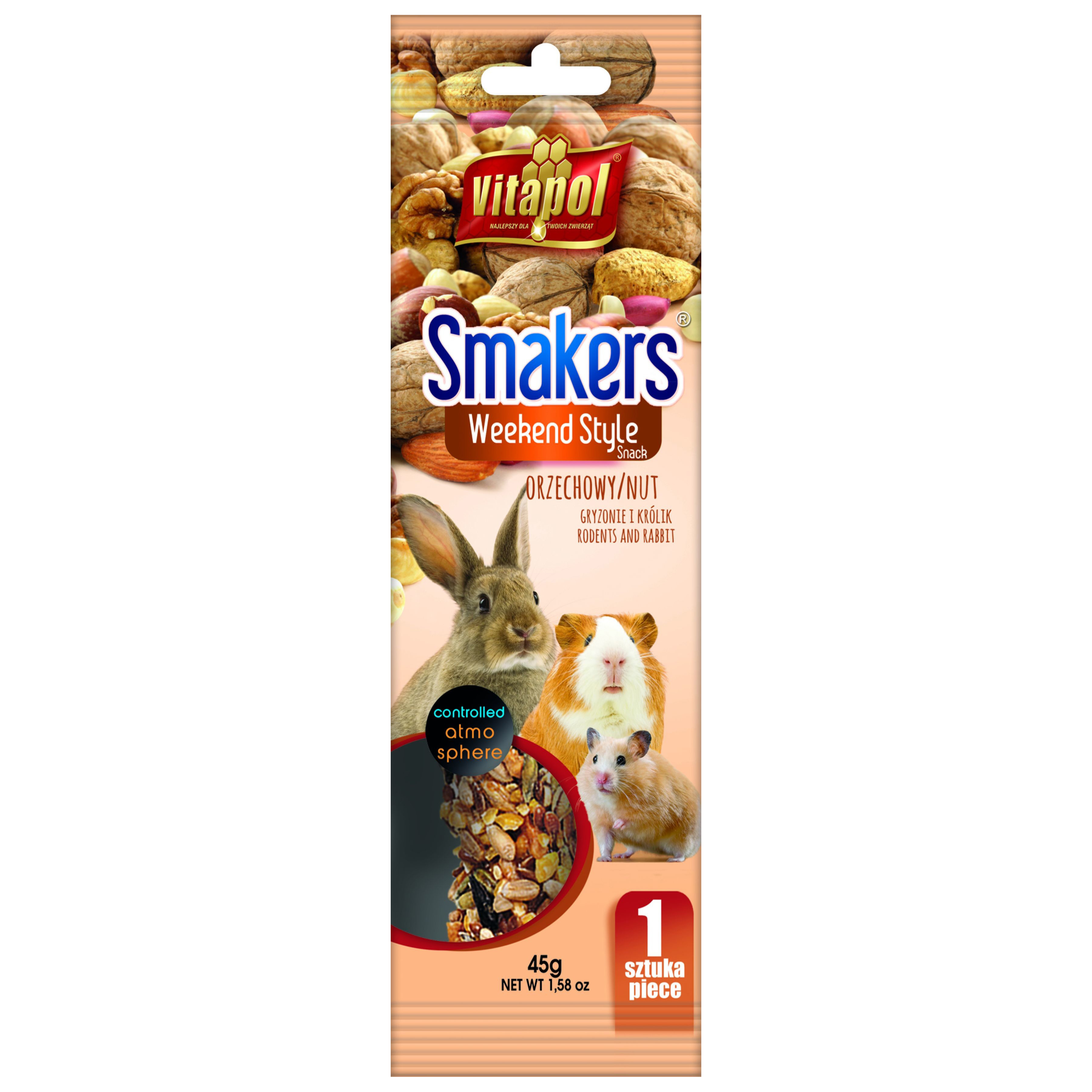 VITAPOL SMAKERS Weekend Style ขนมสำหรับกระต่าย หนู และสัตว์ฟันแทะอื่นๆ รสถั่ว (45g)