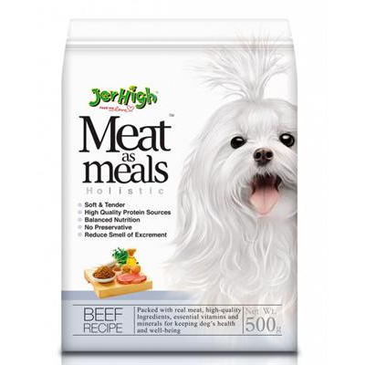 เจอร์ไฮ มีท แอส มีลล์ รสเนื้อ อาหารเม็ดนุ่ม สำหรับสุนัข 3  เดือนขึ้นไป (500g.)