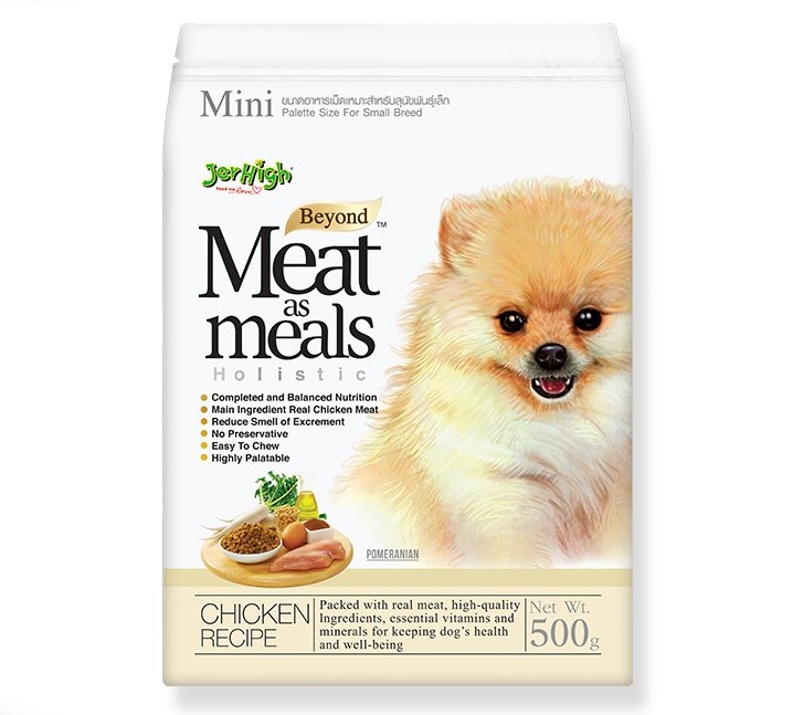 เจอร์ไฮ มีท แอส มีลล์ โฮลิสติก รสเนื้อไก่ อาหารเม็ดนุ่ม สำหรับสุนัข 3 เดือนขึ้นไป (500g)