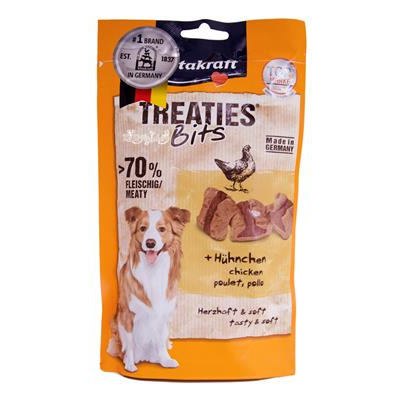 Vitakraft Treaties Bits ขนมสุนัข สูตรไก่ เนื้อนุ่ม สอดไส้ หอมอร่อยด้วยปริมาณเนื้อ >70% (120g)