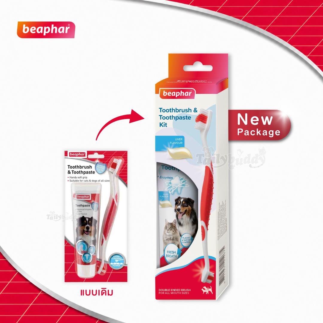 Beaphar Dog-a-Dent Toothpaste บีฟาร์ ชุดยาสีฟัน+แปรงสีฟัน สำหรับสุนัข