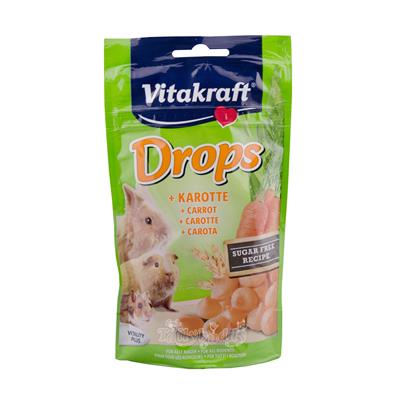 Vitakraft ดรอปส์แครอท สำหรับสัตว์ฟันแทะทุกชนิด สูตรปราศจากน้ำตาล เสริมวิตามิน (75g)