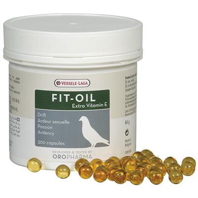 OROPHARMA - Fit-Oil Extra Vitamin E อาหารเสริมนก ฟิตออย เสริมสร้างพลังงานในตับ นกพิราบแข่ง ไก่ (300แคปซูล), Versele Laga