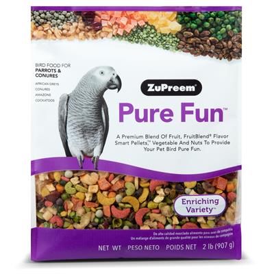 ZuPreem Pure Fun Parrots & Conures ซูพรีม สูตรผลไม้+ผัก+เมล็ดธัญพืช สำหรับนกแอฟริกันเกย์ อิเล็กตรัส (ML) (2lb / 907g)