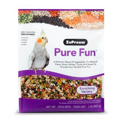 ZuPreem Pure Fun Medium Birds ซูพรีม สูตรผลไม้+ผัก+เมล็ดธัญพืช สำหรับนกกลาง ค๊อกคาเทล เลิฟเบิร์ด คอนนัวร์ (2lb/907g)