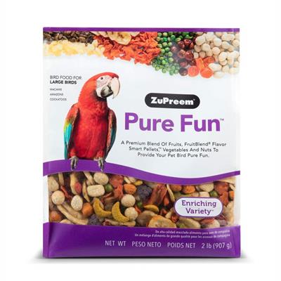 ZuPreem Pure Fun Large Birds ซูพรีม สูตรผลไม้+ผัก+เมล็ดธัญพืช สำหรับนกใหญ่ มาคอว์ อมาซอน กระตั้ว (2lb / 907g)