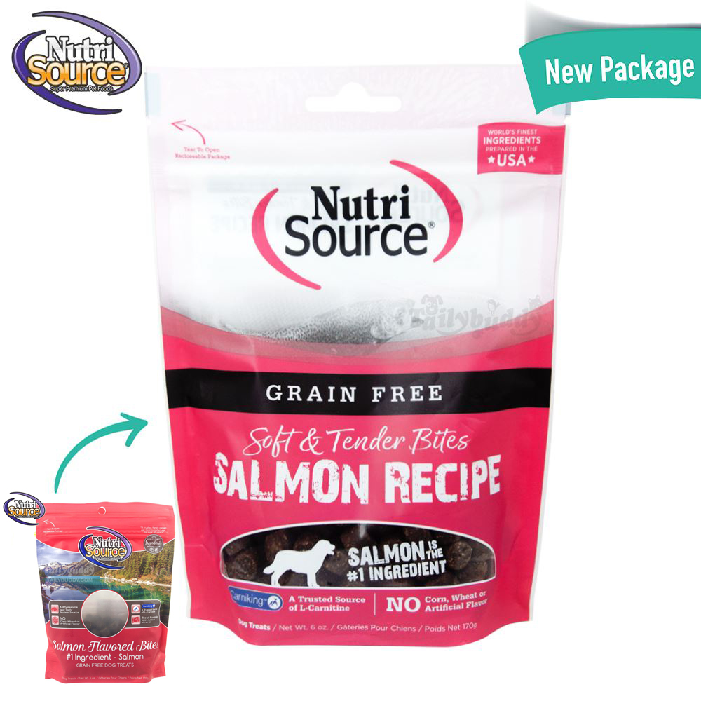 Nutri Source Salmon Bites Grain Free ขนมสุนัข สูตรปลาแซลมอน ไม่มีธัญพืช