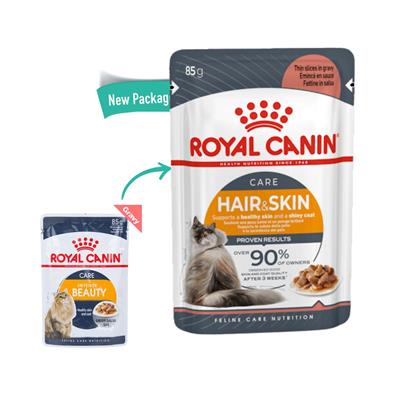 Royal Canin HAIR & SKIN CARE Gravy อาหารแมวแบบเปียกโต ที่ต้องการบำรุงขนและผิวหนัง (85g)