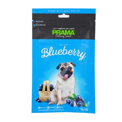 PRAMA Fruit พราม่า สแน็ค Blueberry ขนมสุนัขผสมเนื้อผลไม้จริง รสบลูเบอรี่ บำรุงขน+ต้านอนุมูลอิสระ+ระบบย่อย (70g)