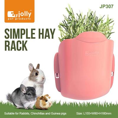 Jolly Simple Hay Rack รางหญ้าเกี่ยวกรง ดีไซน์เรียบ ก้นโค้ง สำหรับกระต่าย แกสบี้ ชินชิล่า (สีชมพู) (JP307)