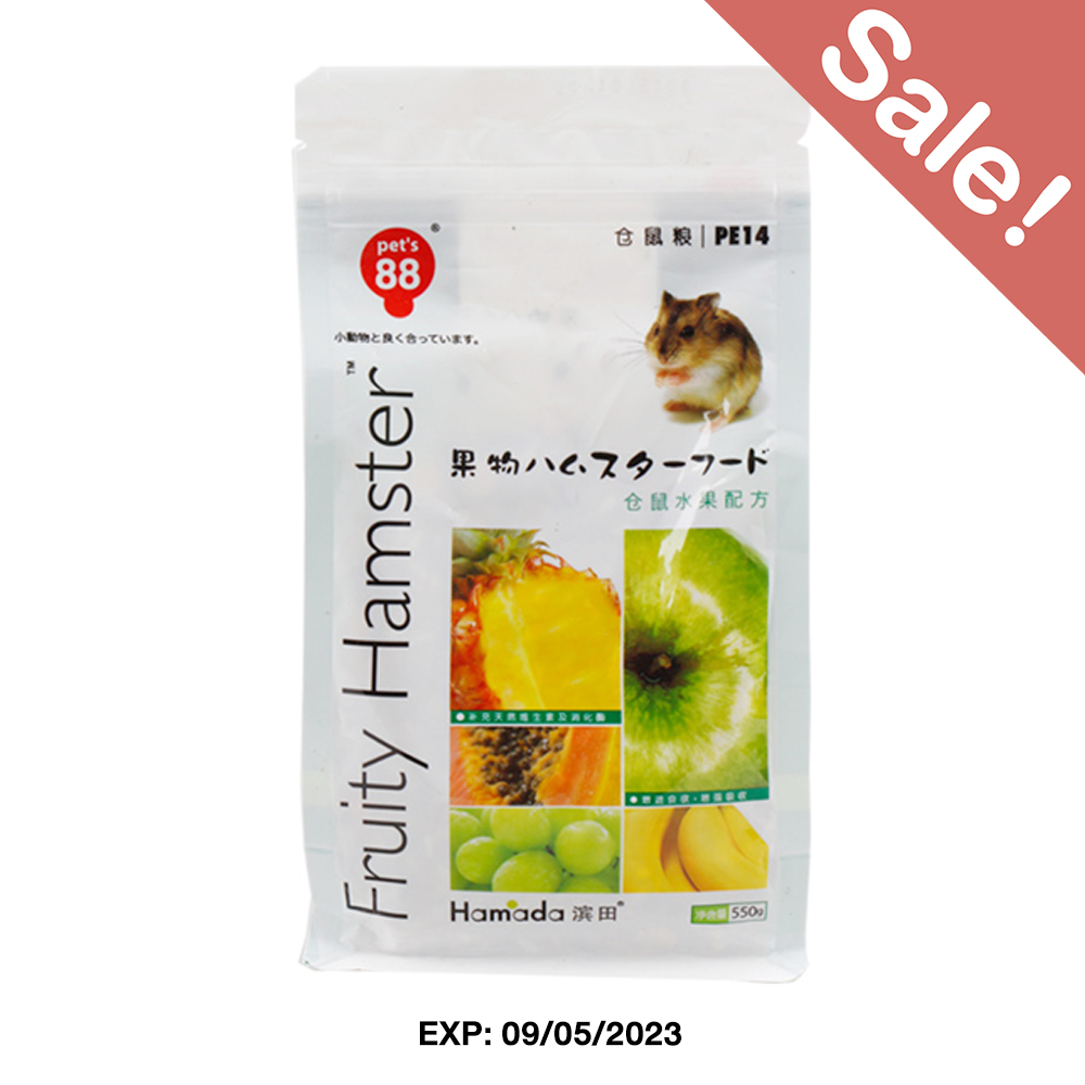 (EXP:09/05/2023) Pet's 88 Fruity อาหารหนูแฮสเตอร์ ผลไม้รวมและธัญพืชรวมอบแห้ง สำหรับหนูวัยเด็ก หนูป่วย (550g) (PE14)
