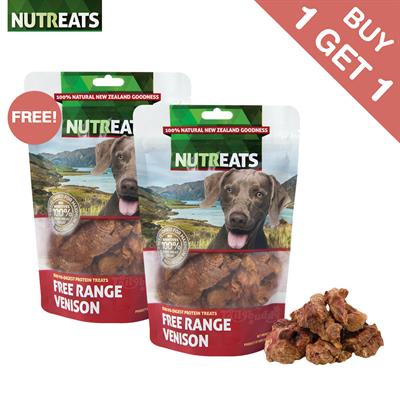 1แถม1!! NUTREATS FREE RANGE VENISON นูทรีทส์ เนื้อกวาง ขนมสุนัขพรีเมี่ยมเพื่อสุขภาพ คลอเรสเตอรอลต่ำ (50g)